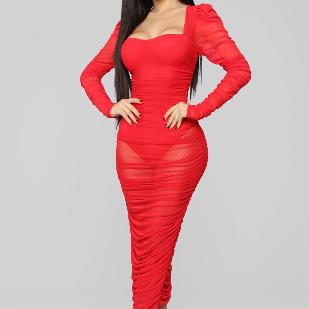 Mesh Ruched Dress